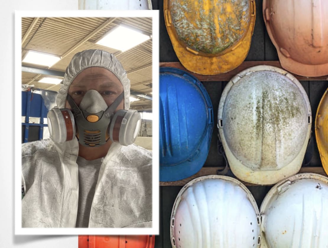 membre de l'équipe avec son masque de protection
